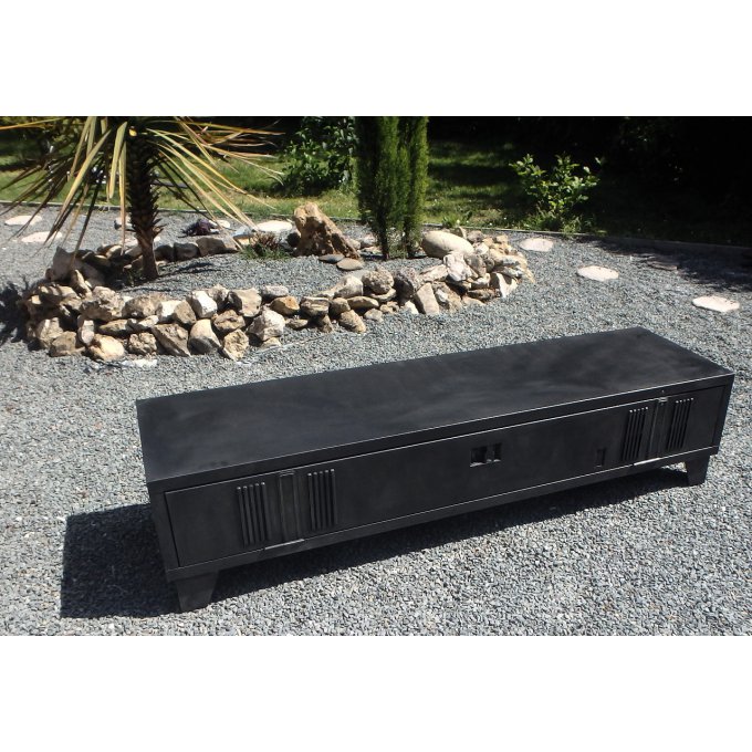 MEUBLE 9 / VESTIAIRE METTALLIQUE TEINTE CIRE "canon de fusil"