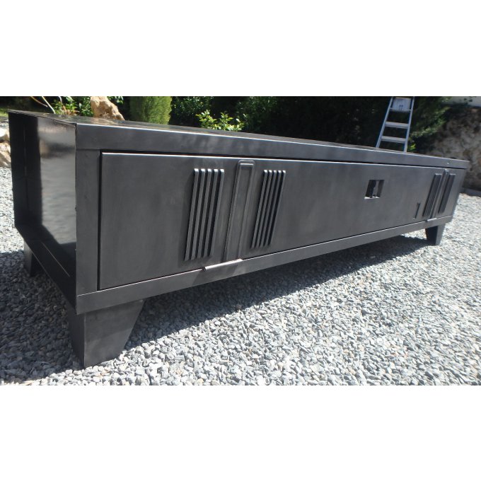 MEUBLE 9 / VESTIAIRE METTALLIQUE TEINTE CIRE "canon de fusil"